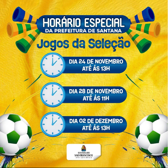 Horário de Funcionamento durante os jogos do Brasil.