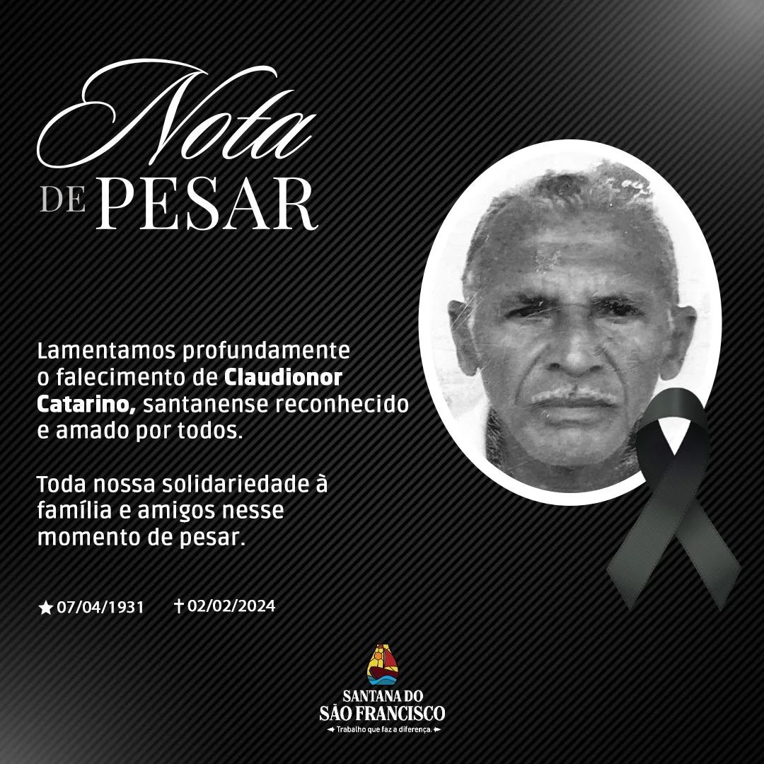Lamentamos com profundo pesar o falecimento do querido santanense Claudionor Catarino.
