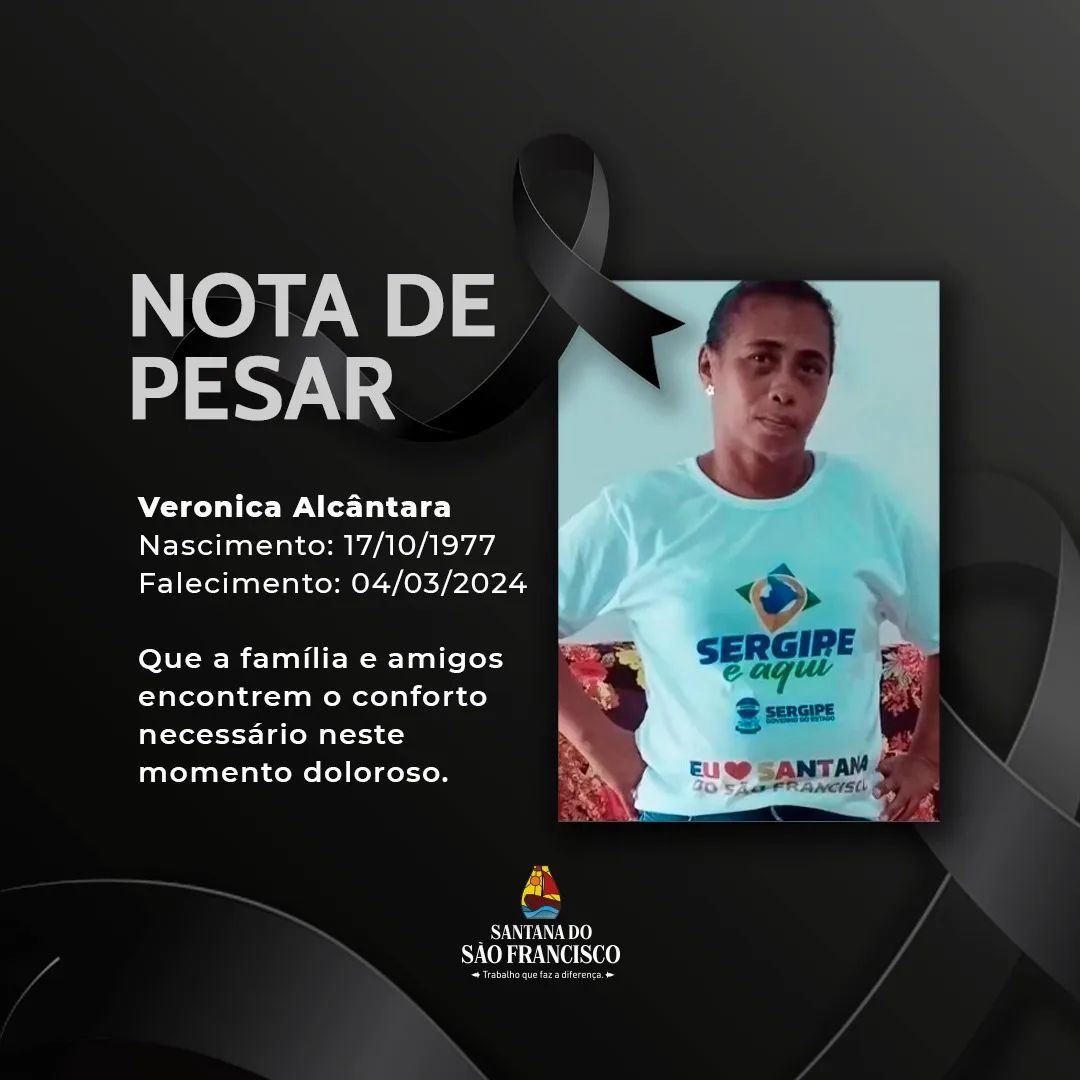 É com imenso pezaar que comunicamos o falecimento de Veronica Alcântara.