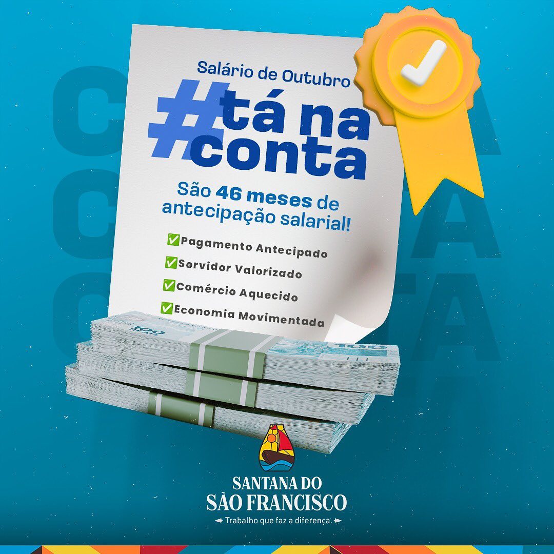 O salário referente ao mês de outubro já está na conta!