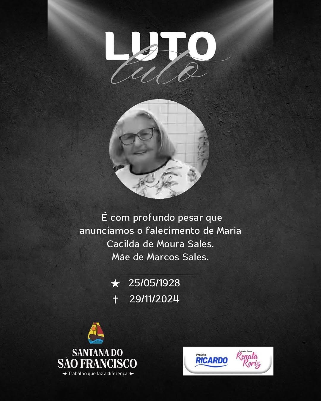Falecimento de Maria Cacilda de Moura Sales