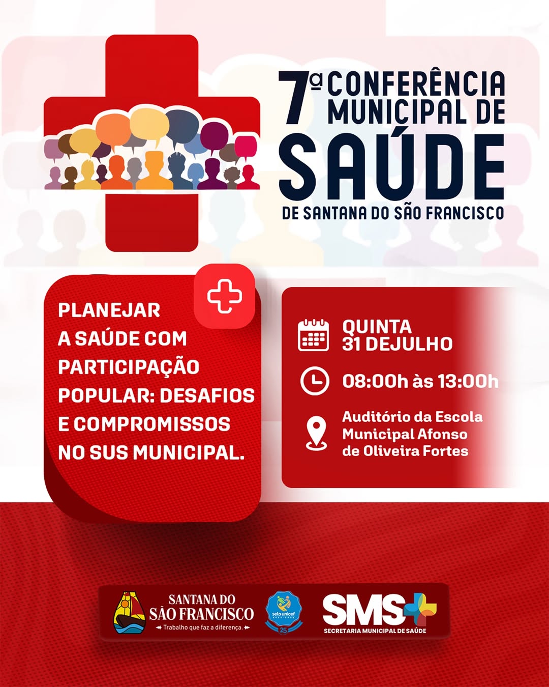 Vem aí a 7ª Conferência Municipal de Saúde de Santana do São Francisco!