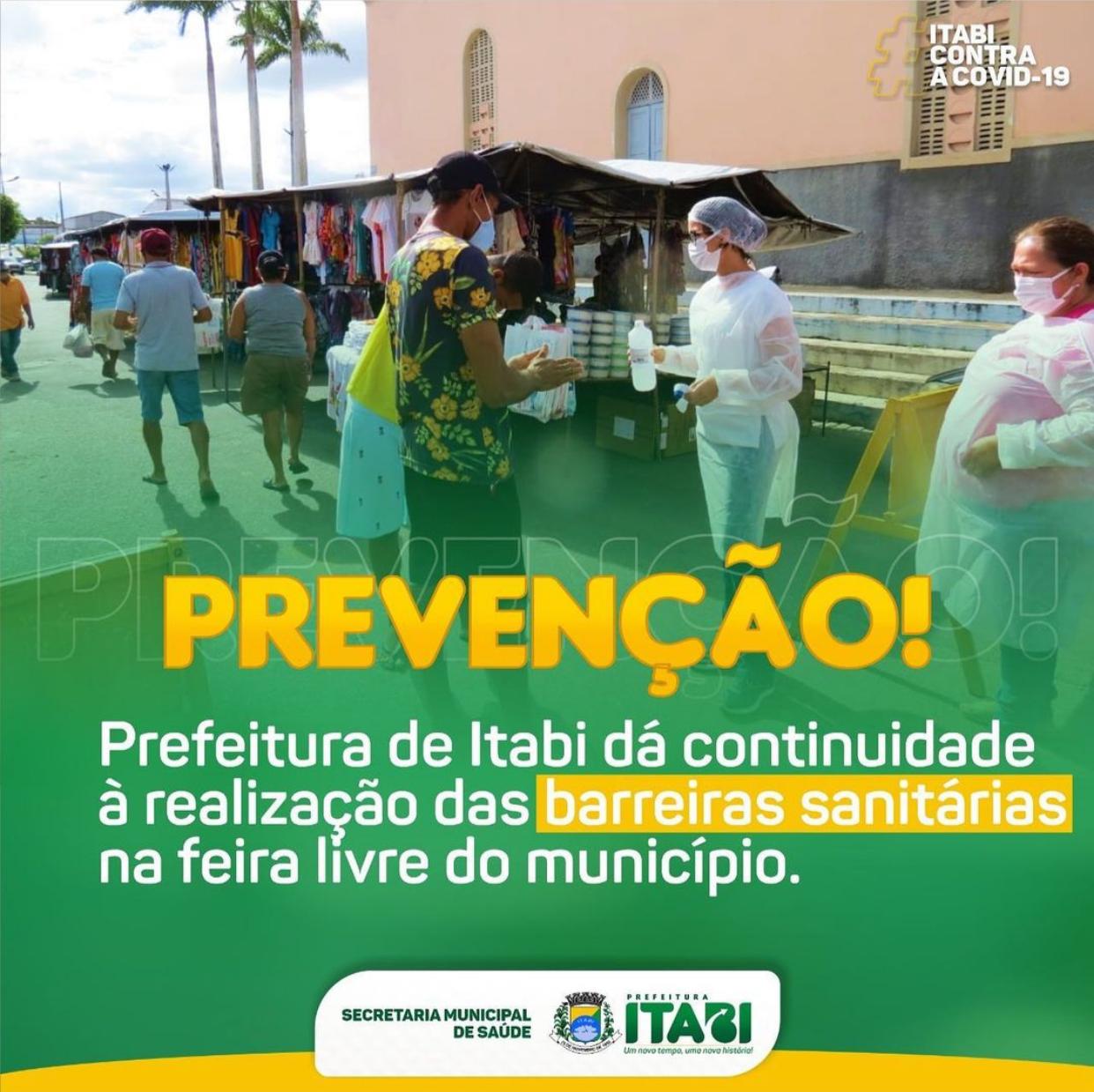 Prefeitura dá continuidade à realização de barreiras sanitárias na feira livre do município.
