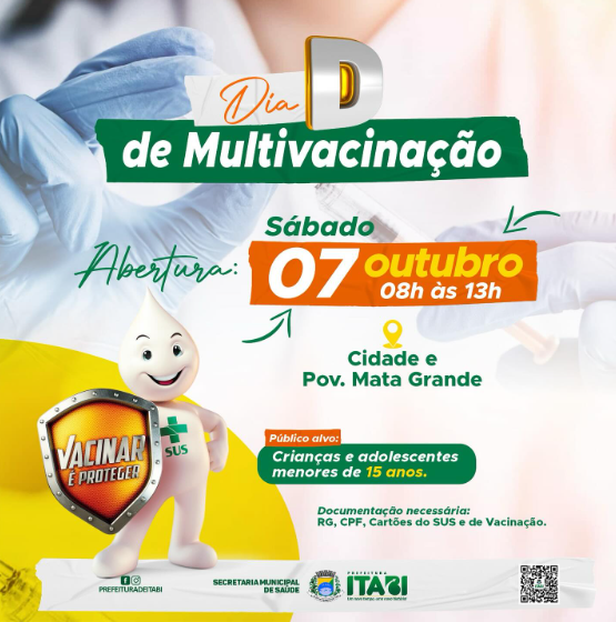 A PREFEITURA DE ITABI ATRAVÉS DA SECRETARIA DE SAÚDE INICIARÁ A CAMAPNHA DE MULTIVACINAÇÃO!
