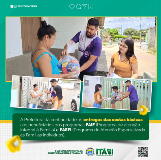 A PREFEITURA DÁ CONTINUIDADE A ENTREGA DE CESTAS BÁSICAS!