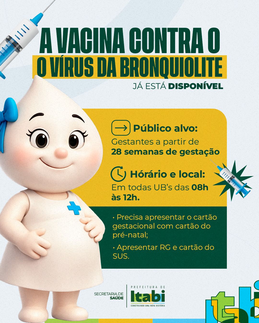 A VACINA CONTRA O VÍRUS DA BRONQUIOLITE JÁ ESTÁ DISPONÍVEL!