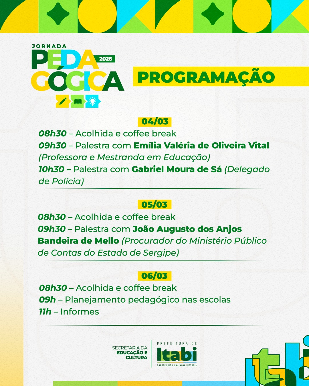 Jornada Pedagógica 2026 fortalece compromisso com uma educação inclusiva e transformadora em Itabi