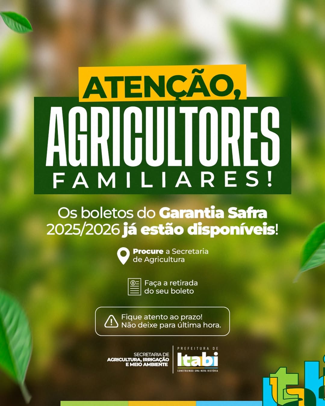 ATENÇÃO, AGRICULTORES FAMILIARES!