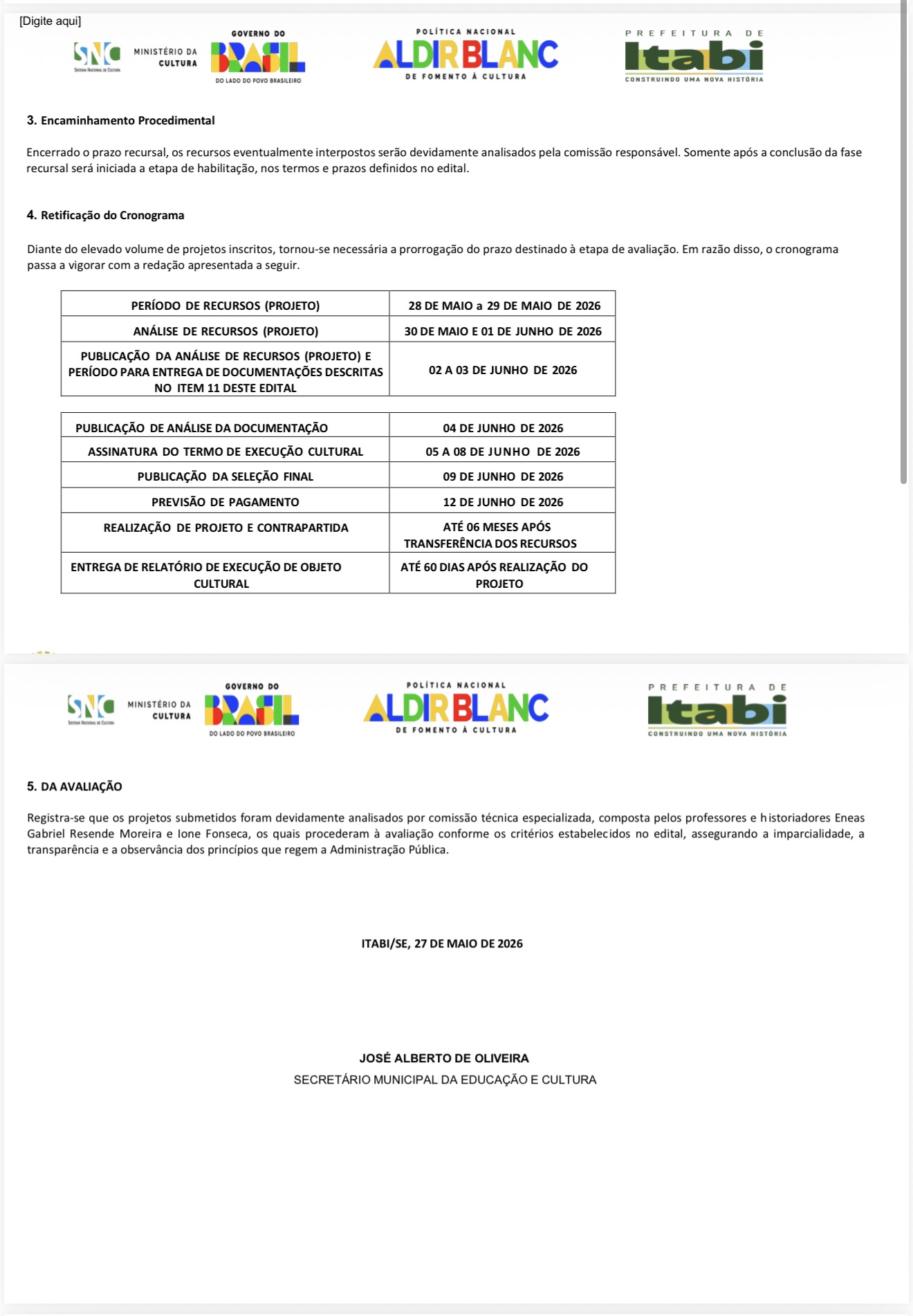 RESULTADO PRELIMINAR DE CHAMAMENTO PÚBLICO FORMENTO A AÇÕES ARTÍSTICAS E CULTURAIS