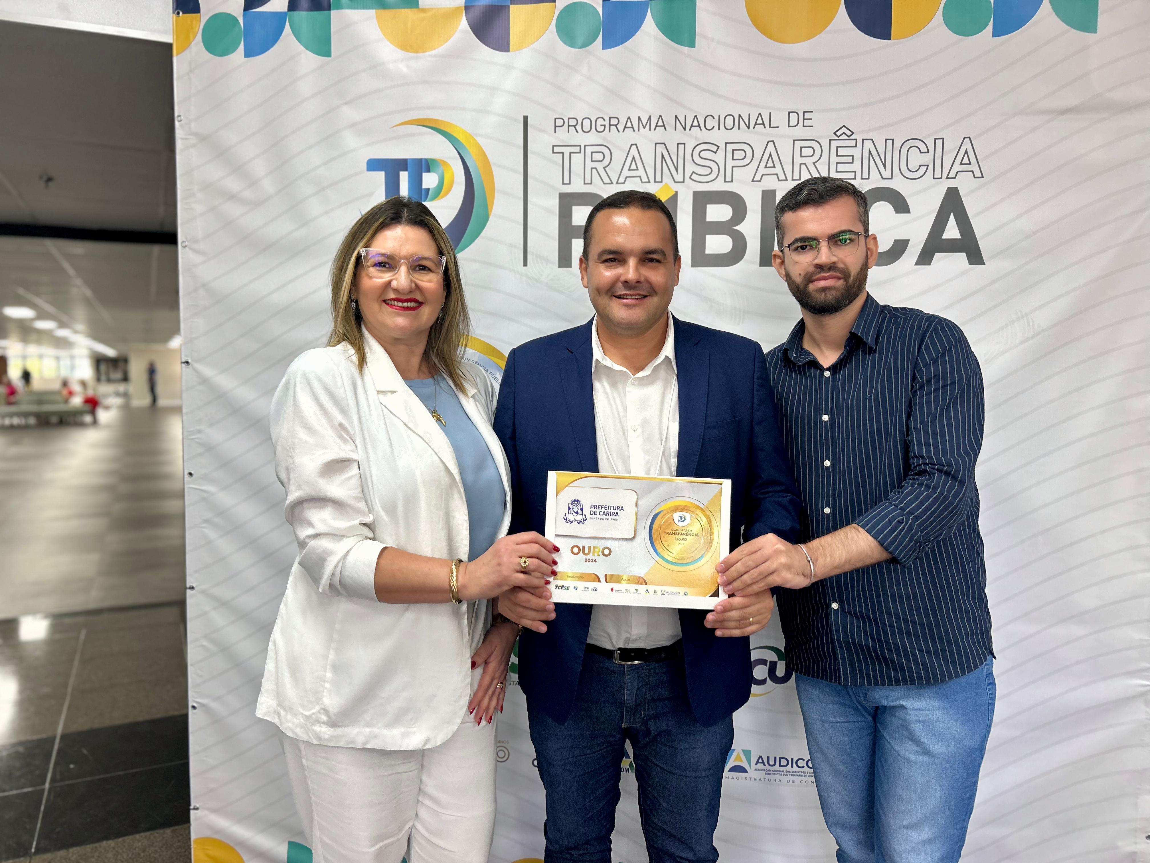 Carira recebe o selo ouro em transparência pública