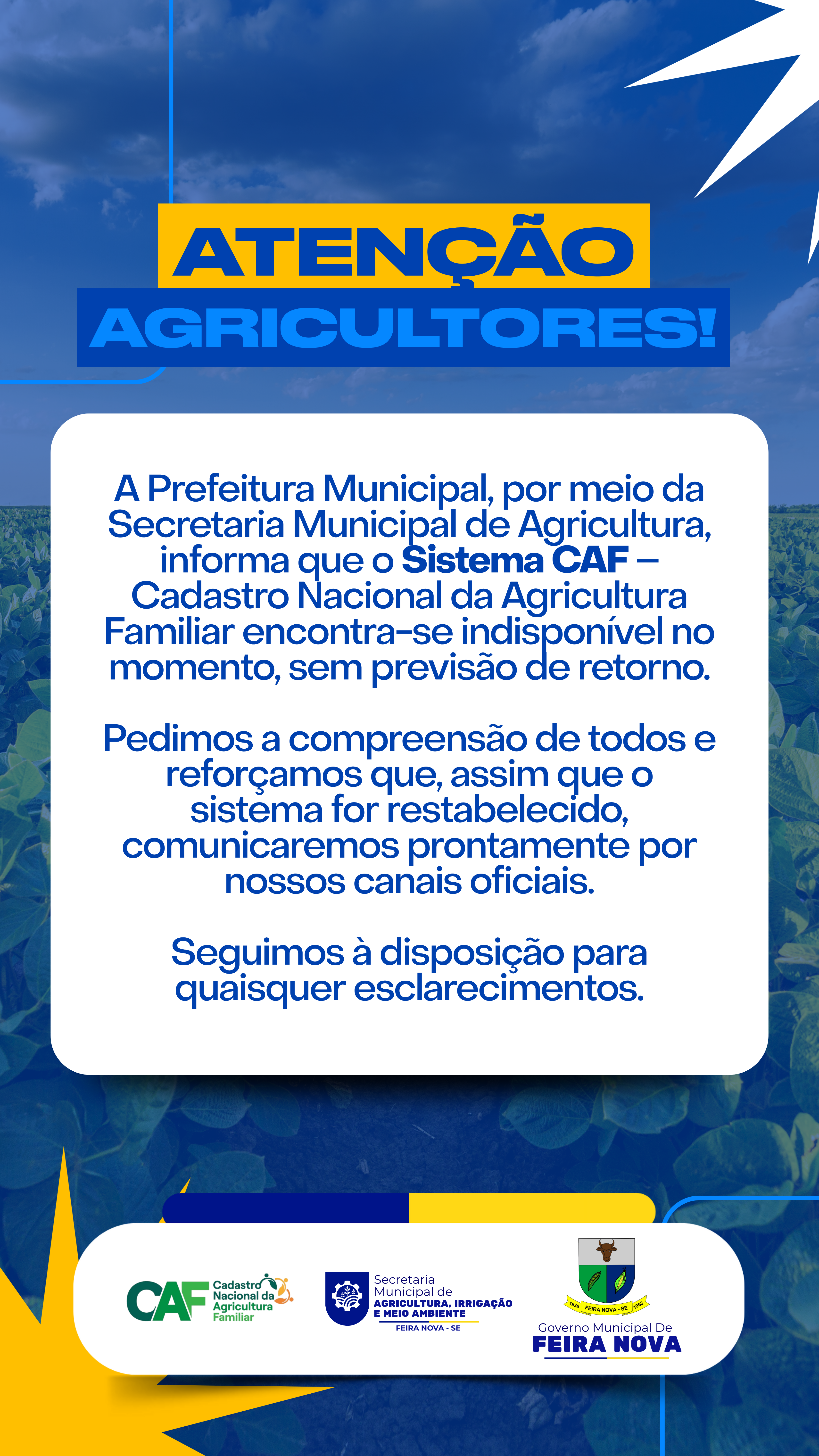 Sistema CAF indisponível