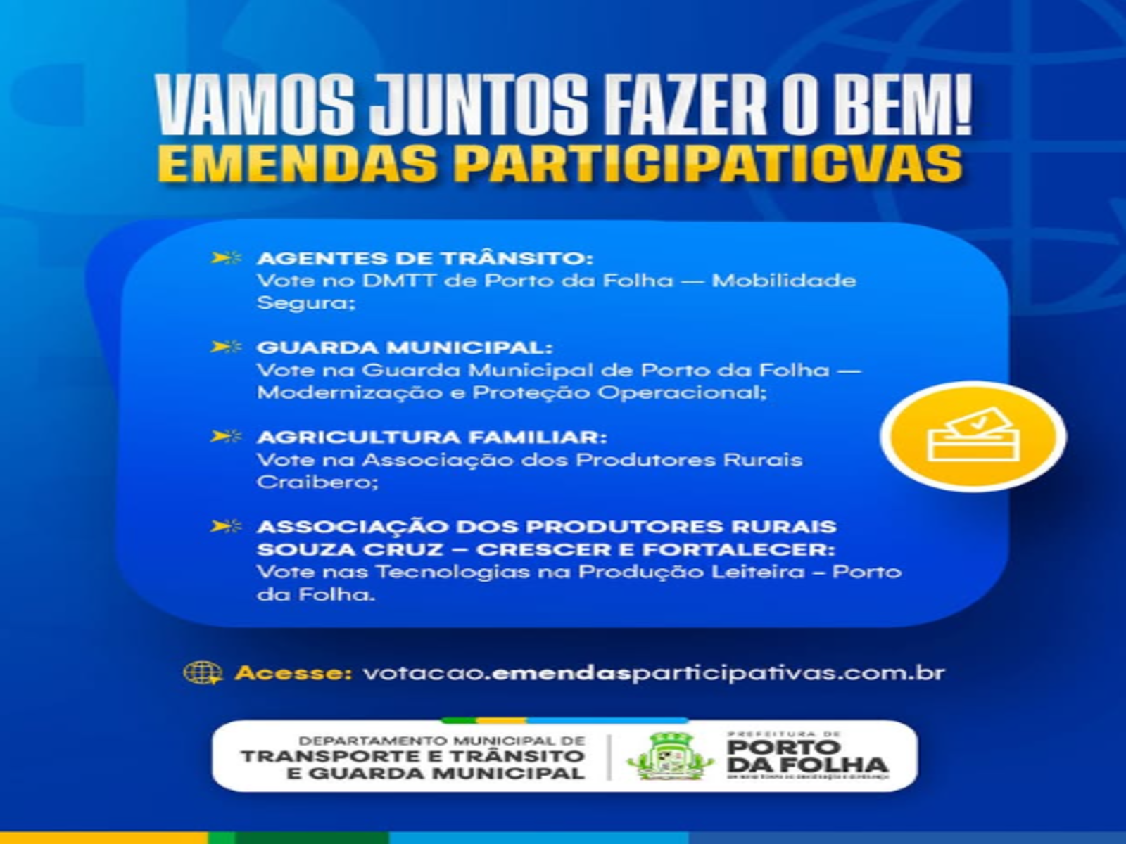 Convite à população para participar das Emendas Participativas 2026