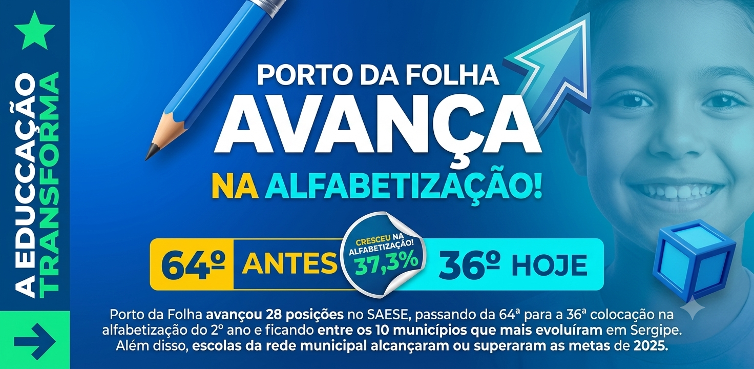 Porto da Folha avança na alfabetização!