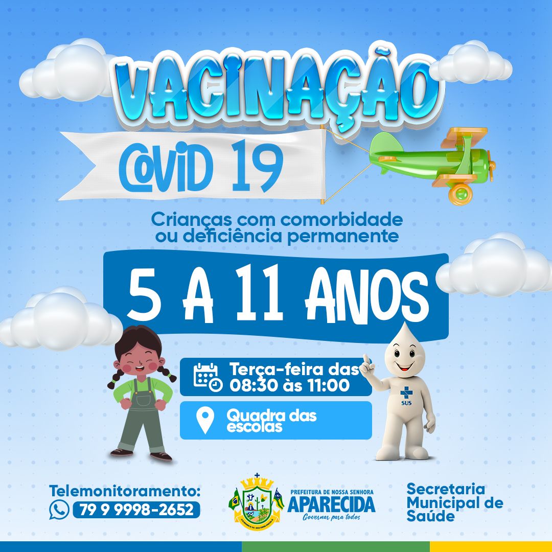 Vacinação para crianças de 5 a 11 anos com comorbidades ou deficiência