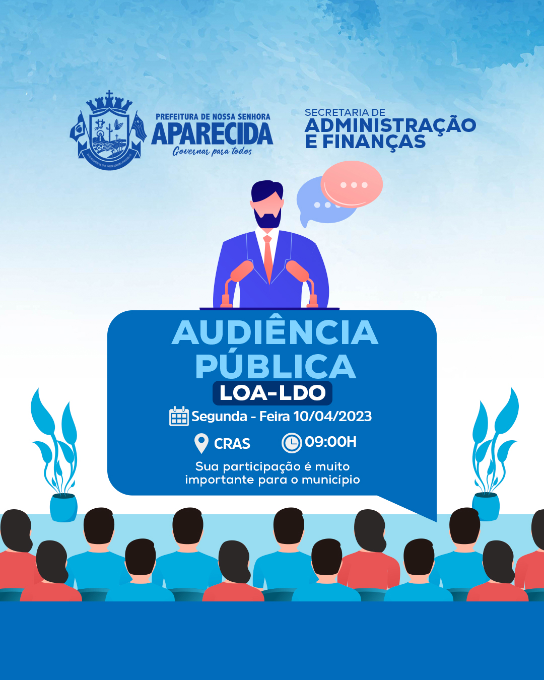 Prefeitura de Aparecida promoverá audiência para elaborar LOA e LDO de 2024