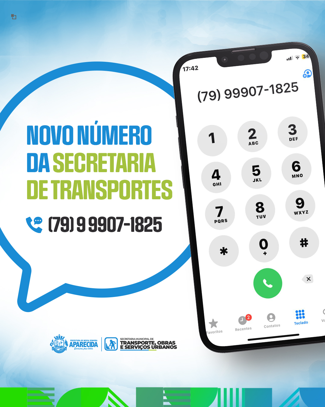 Novo número de contato da Secretária de Transportes