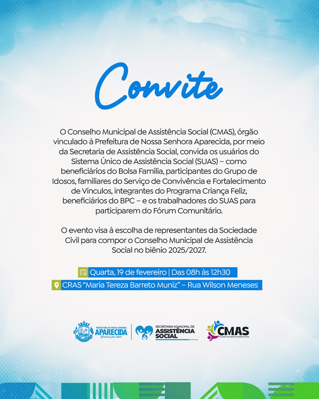 Convite fórum comunitário da Assistência Social