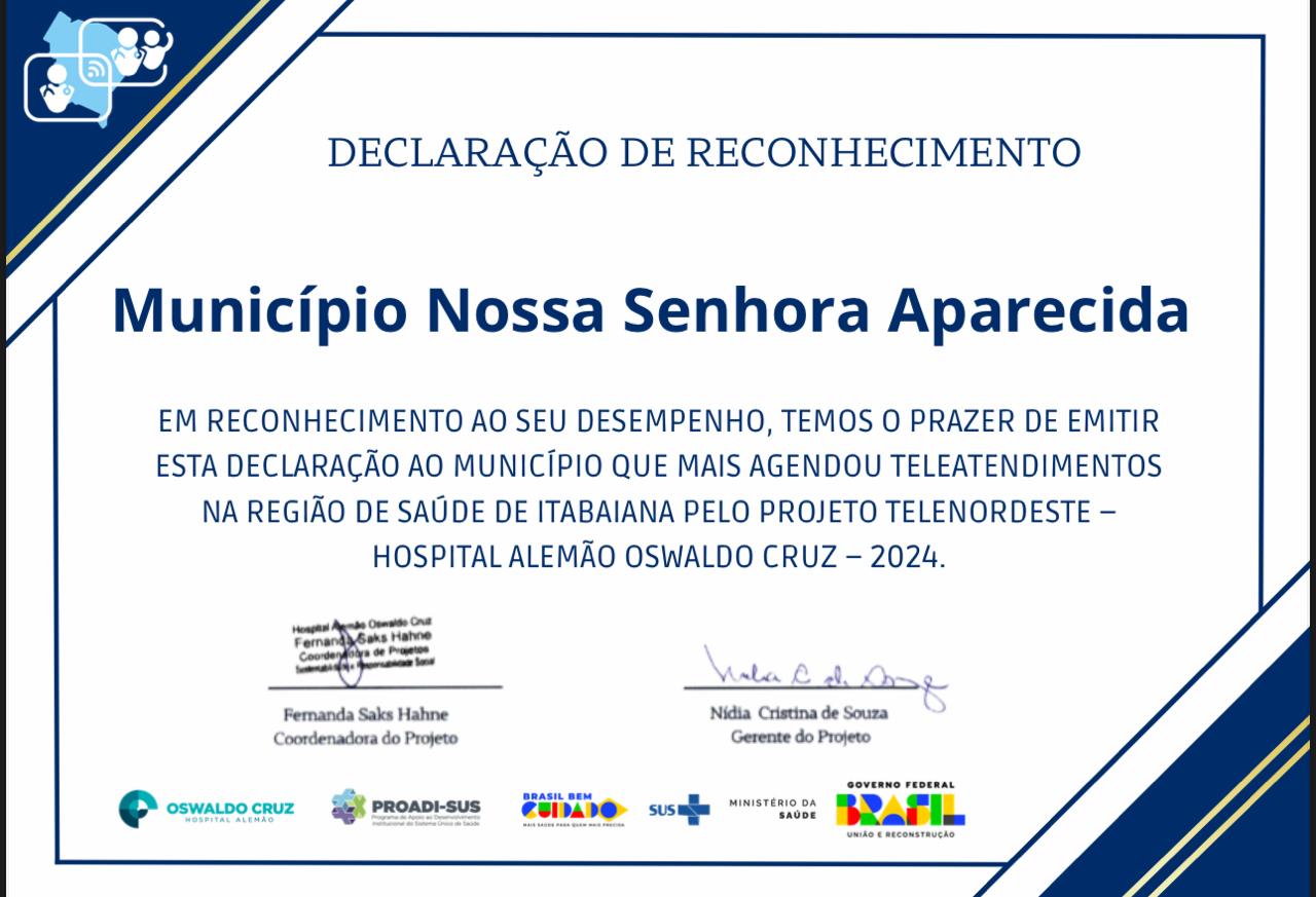 Nossa Senhora Aparecida é reconhecida pelo desempenho no TeleNordeste