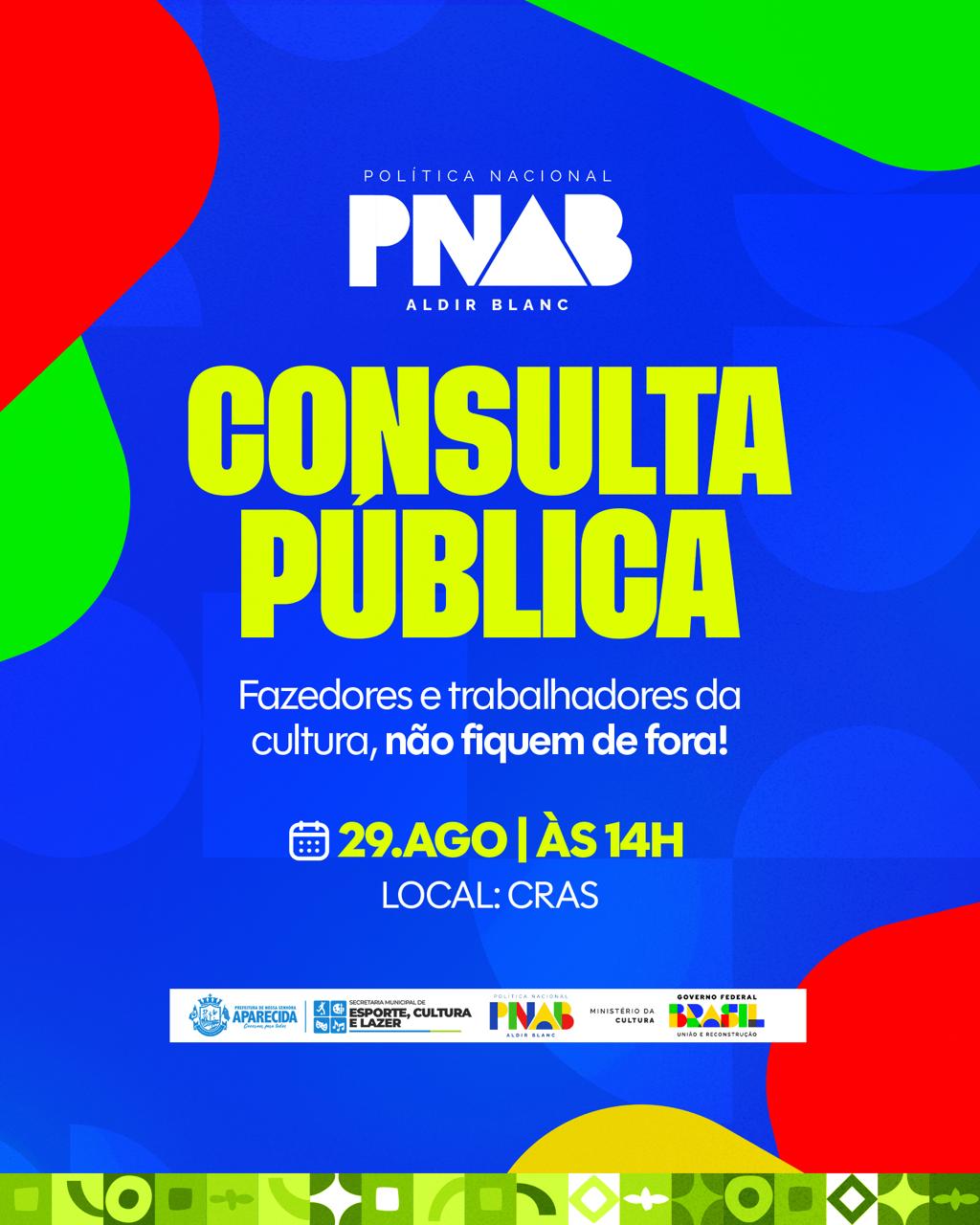 Consulta Pública da Politica Nacional Aldir Blanc será realizaa em Aparecida