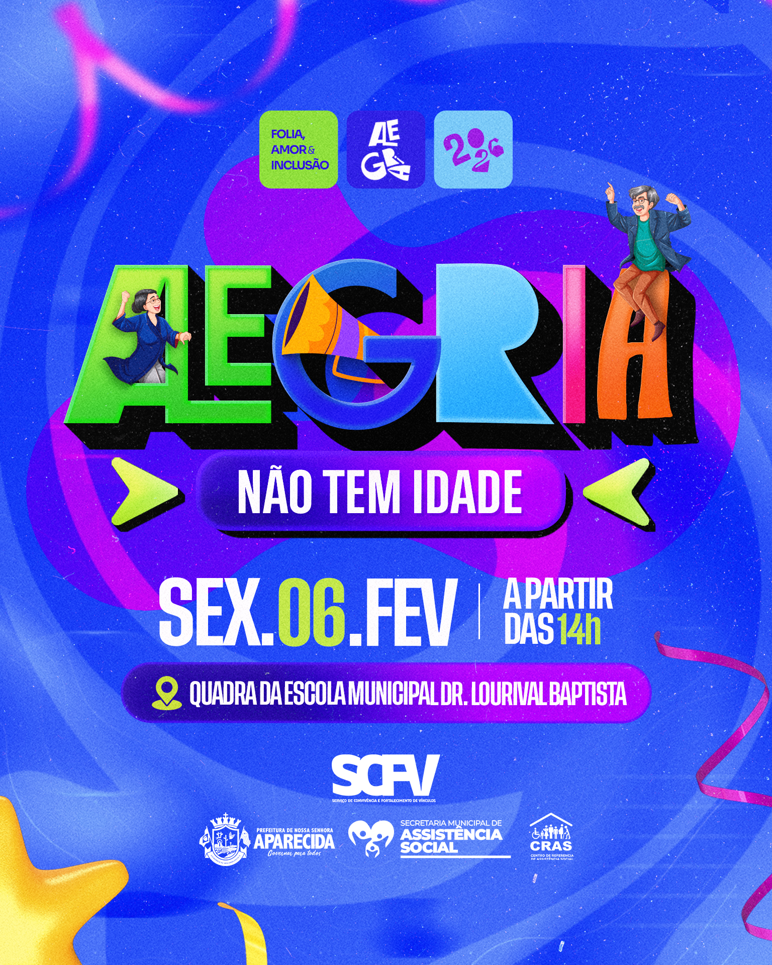 Prefeitura de Aparecida promove ‘Bloquinho Alegria não tem idade’ para fortalecer vínculos e promover convivência