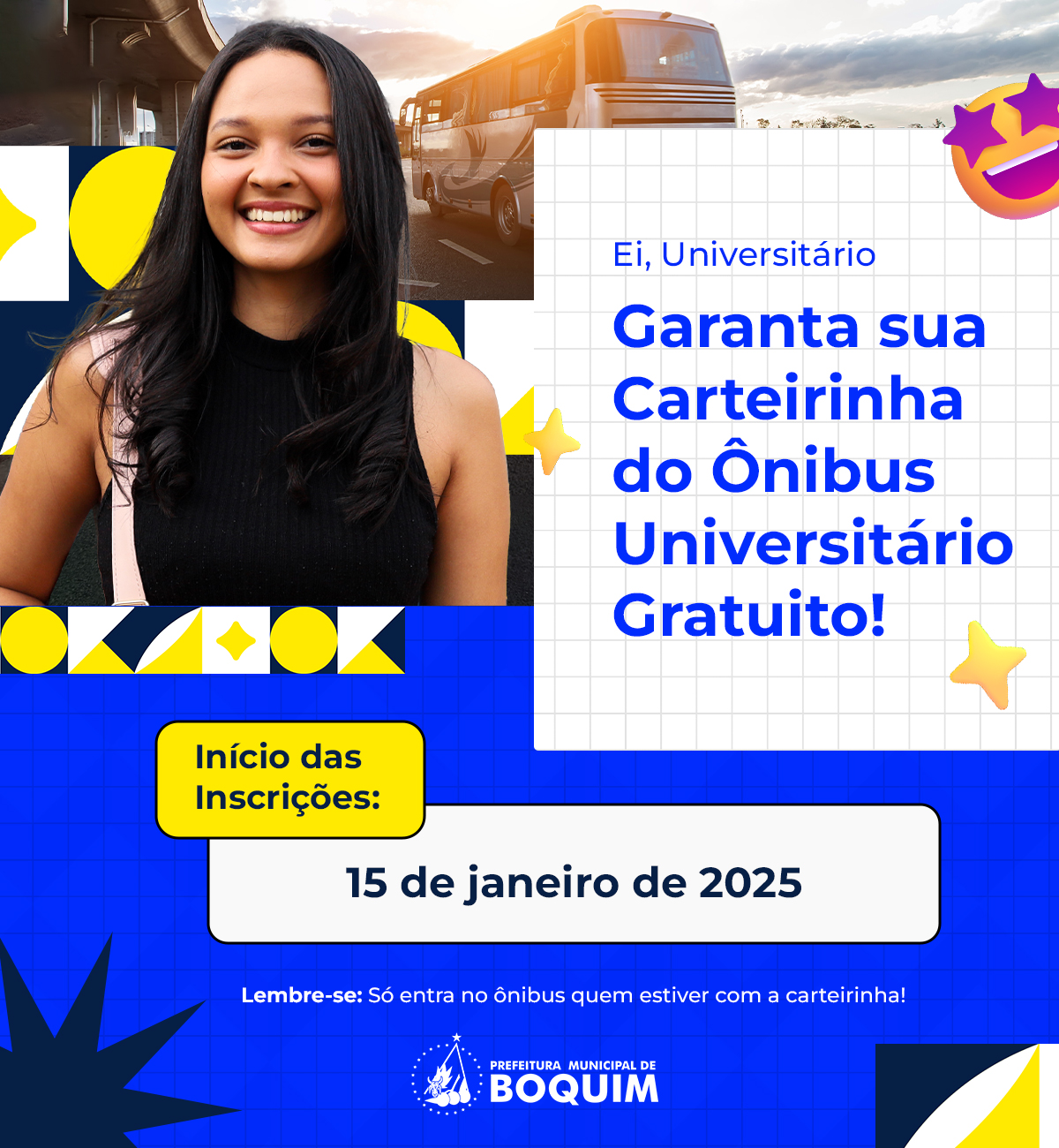 Chegou a hora de emitir sua carteirinha do Ônibus Universitário Gratuito !