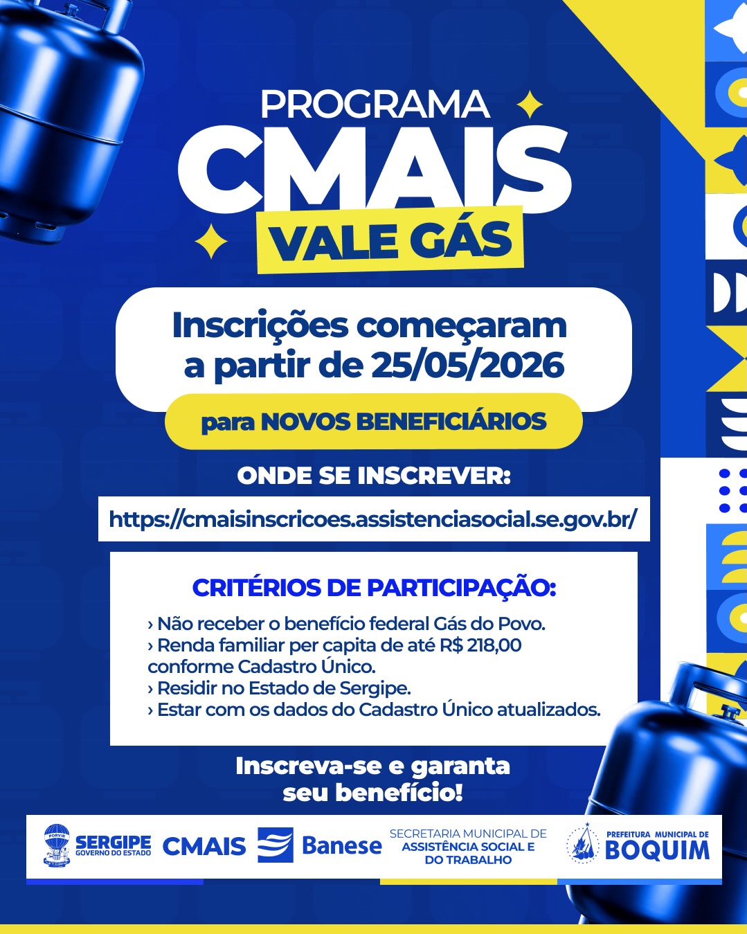 PROGRAMA CMAIS VALE GÁS REFORÇA O APOIO ÀS FAMÍLIAS DE BOQUIM
