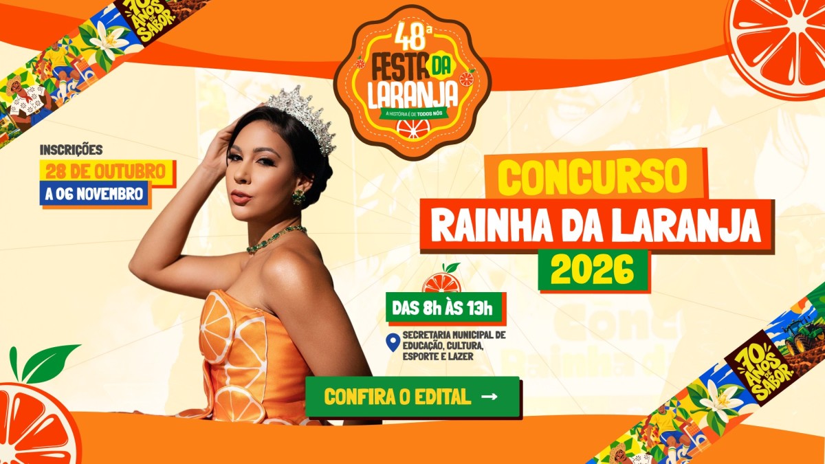 Prefeitura de Boquim abre inscrições para o Concurso Rainha da Laranja 2026