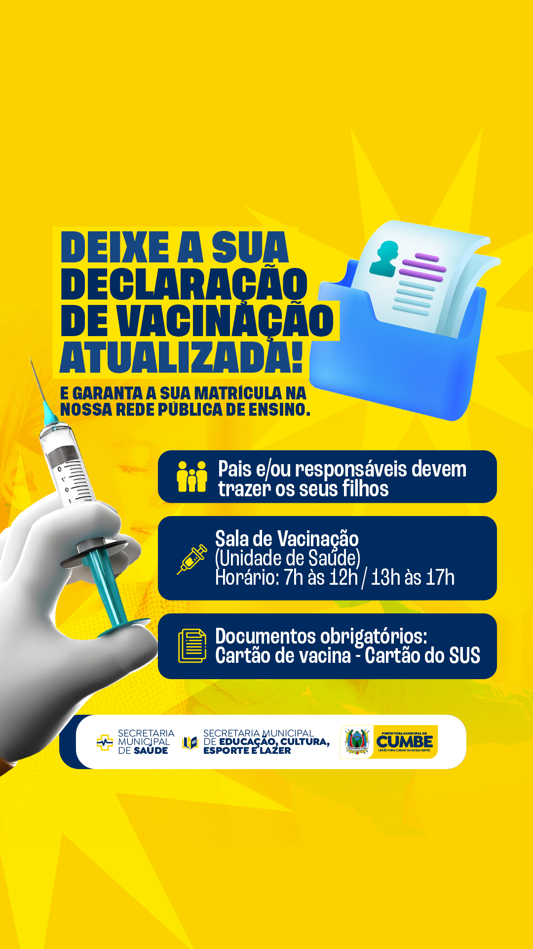 Atualize a Declaração de Vacinação e Garanta a Matrícula Escolar!