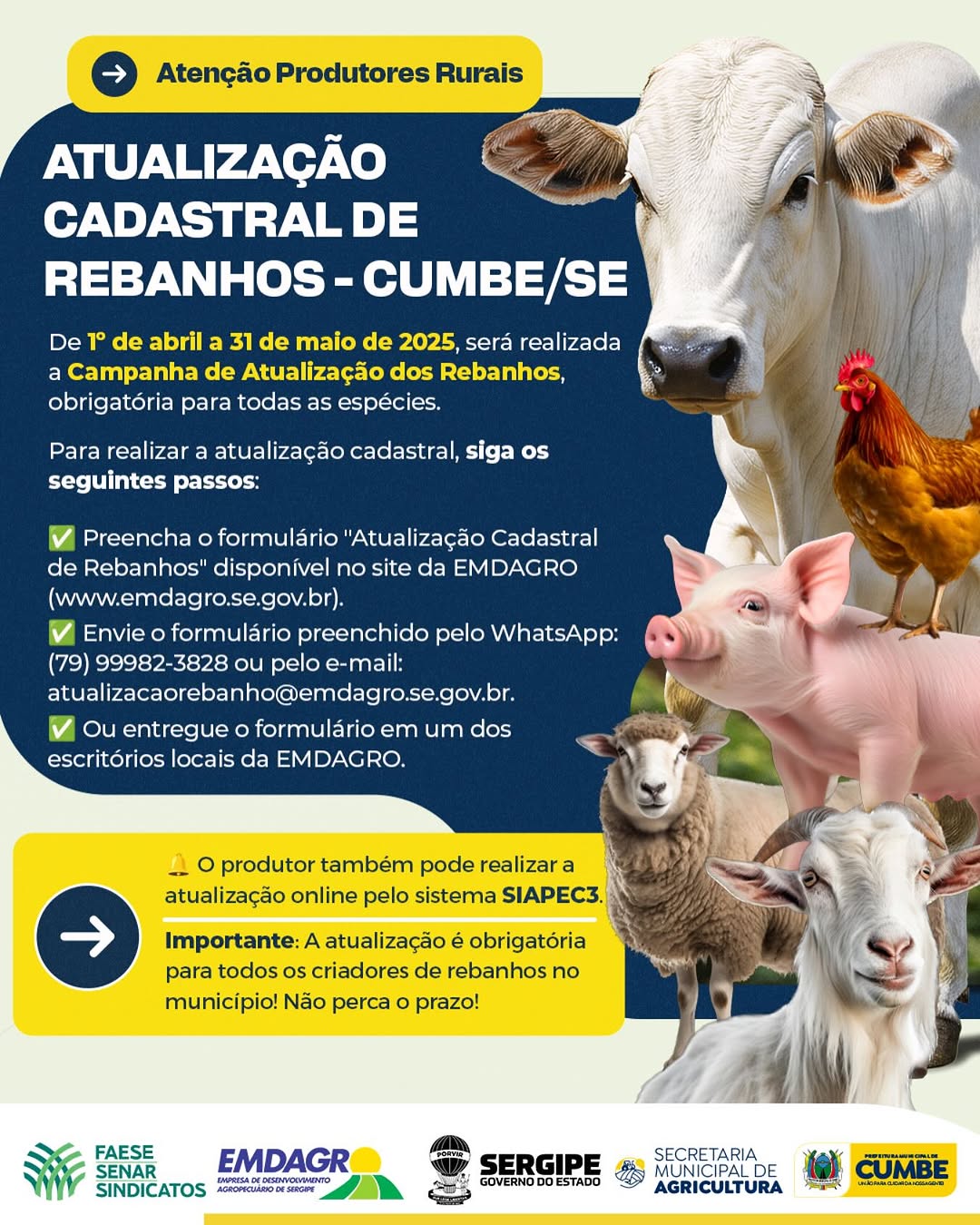 ATUALIZAÇÃO CADASTRAL DE REBANHOS - CUMBE/SE