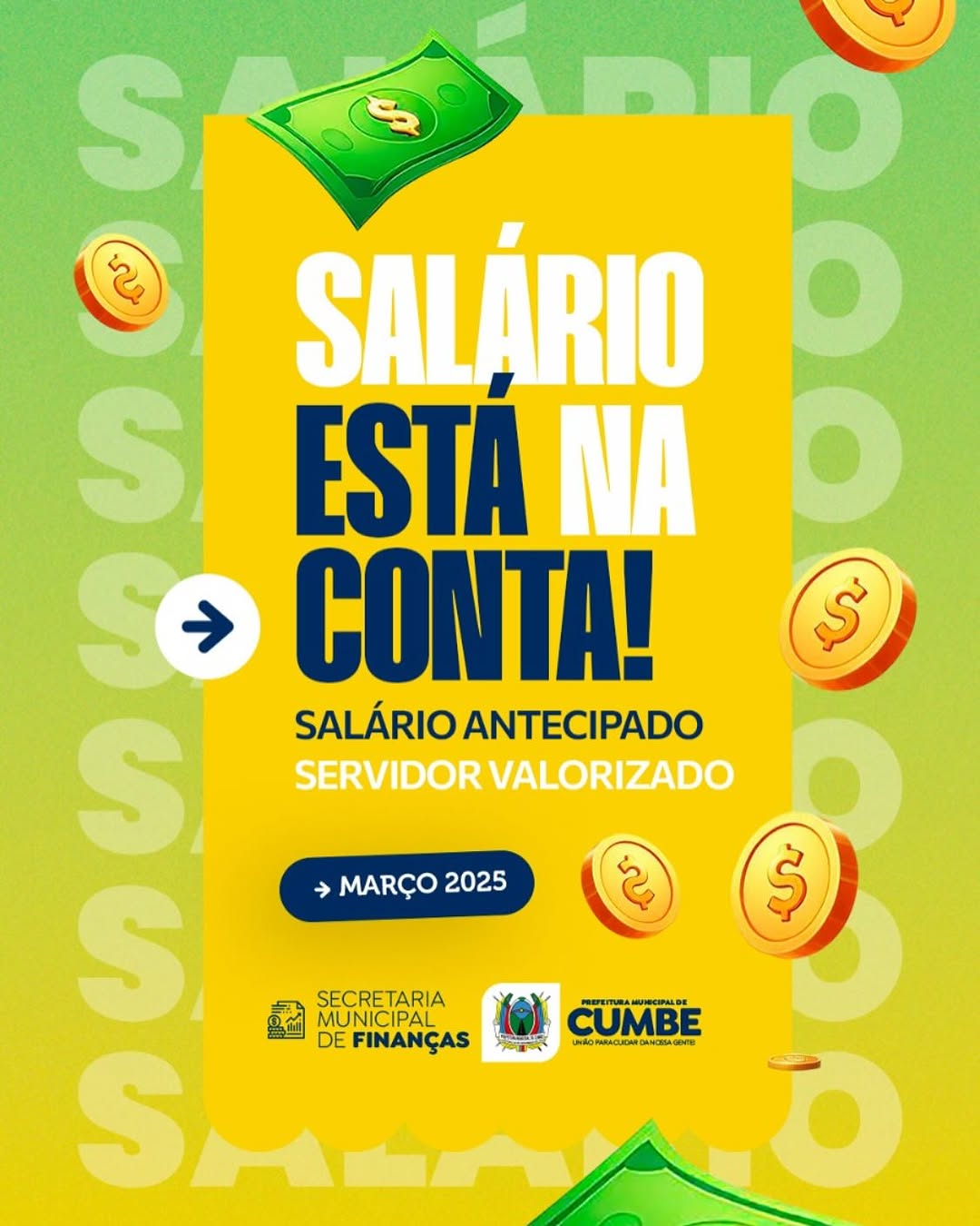 SÁLARIO DE MARÇO ESTÁ NA CONTA