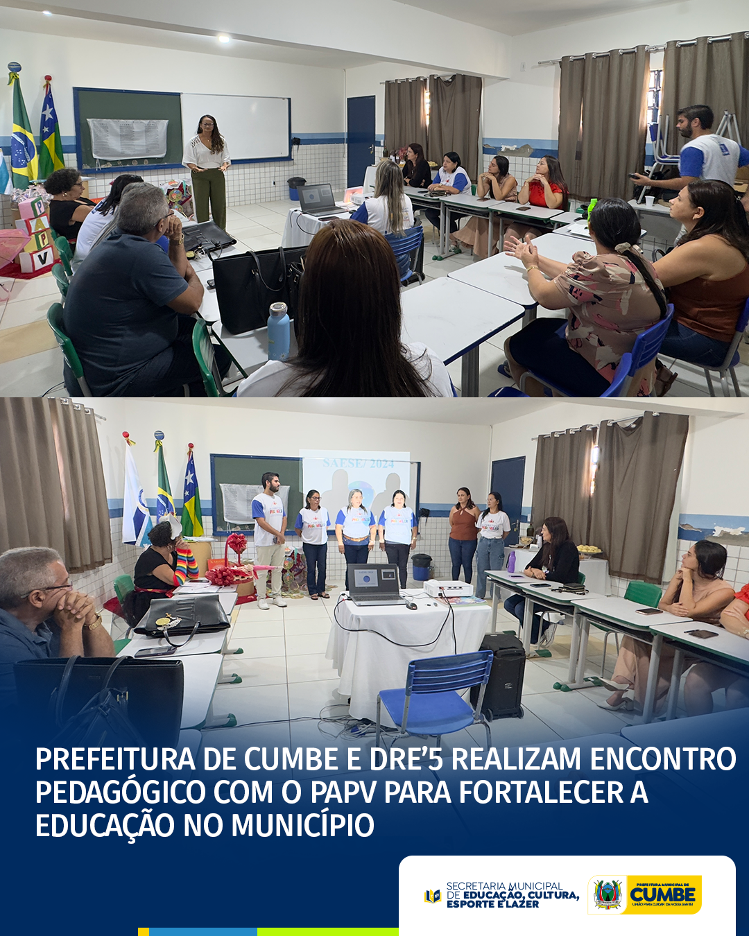 PREFEITURA DE CUMBE E DRE´5 REALIZAM ENCONTRO PEDAGÓGICO COM O PAPV PARA FORTALECER A EDUCAÇÃO NO MUNICÍPIO