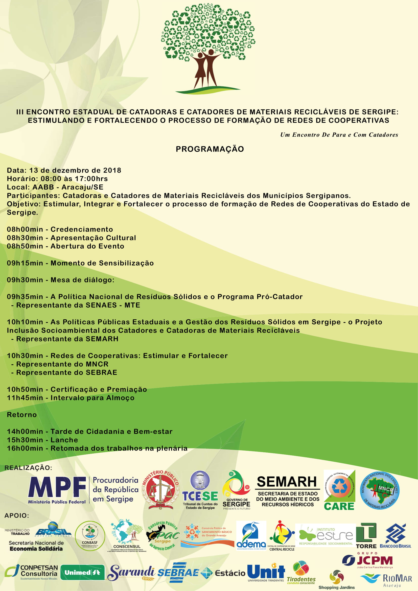 CONBASF É PARCEIRO DO 3º ENCONTRO DE CATADORES E CATADORAS DE MATERIAIS RECICLÁVEIS DO ESTADOS DE SERGIPE