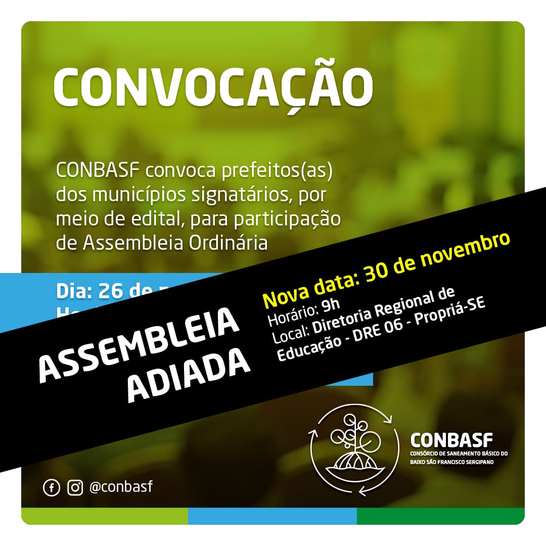 CONBASF transfere Assembleia para o dia 30 de novembro