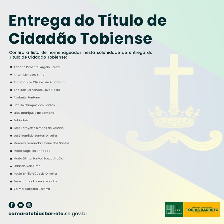 ENTREGA DO TÍTULO DE CIDADÃO TOBIENSE