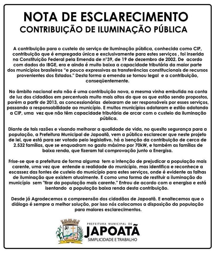 [NOTA DE ESCLARECIMENTO]