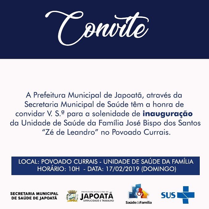 Convite para inauguração de mais uma obra de sucesso da gestão simplicidade e trabalho. ??
