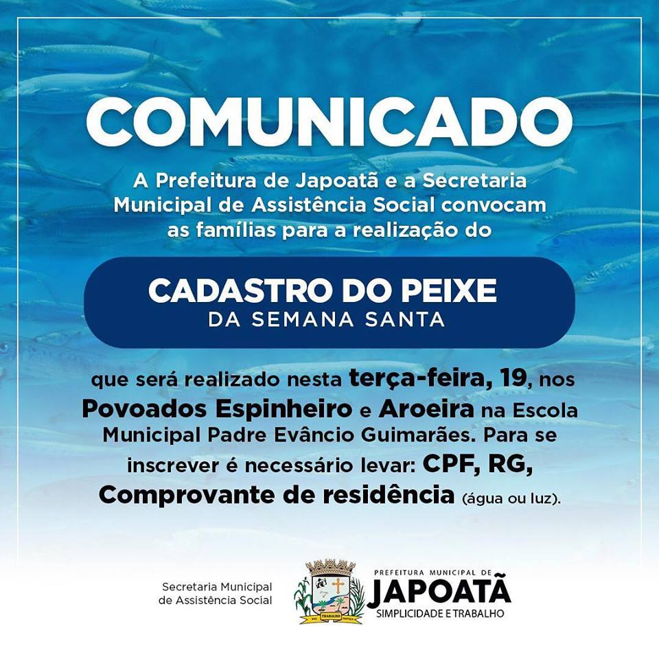 Cadastro do Peixe da Semana Santa